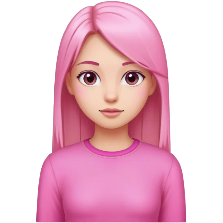 Una chica con el pelo lacio y con ropa rosa emoji