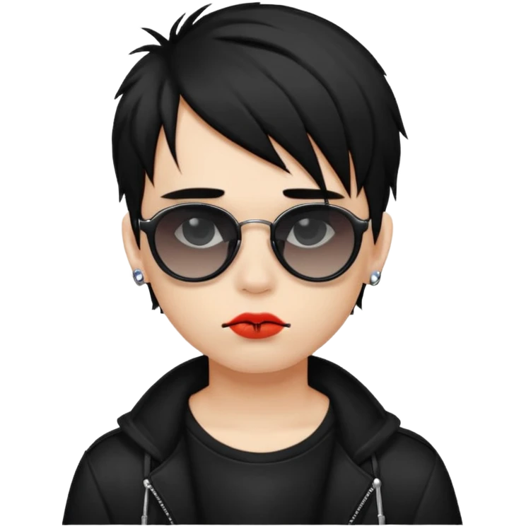 emo boy model with lip piercing sunglasses emoji