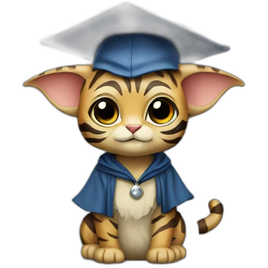 cutie blue skin beep tiger whole body similar to baby yoda with a college mortarboard emoji