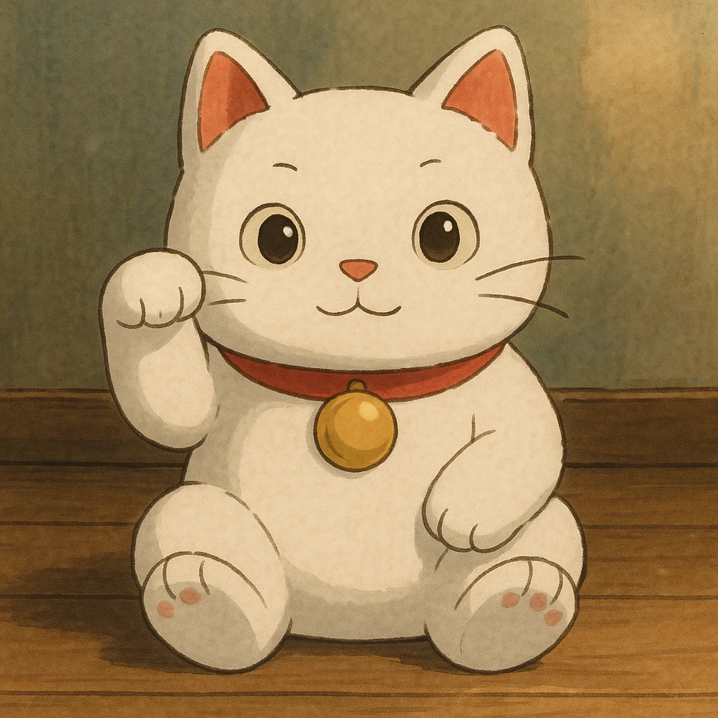 White Chinese lucky cat plushie  emoji