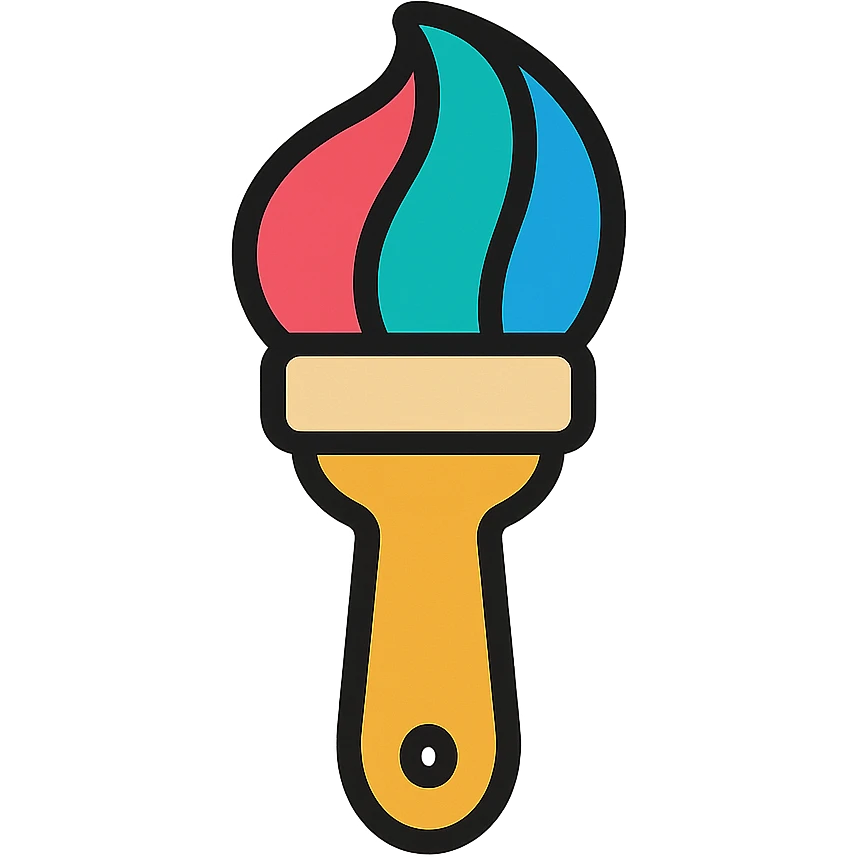 paintbrush with colorful bristles emoji