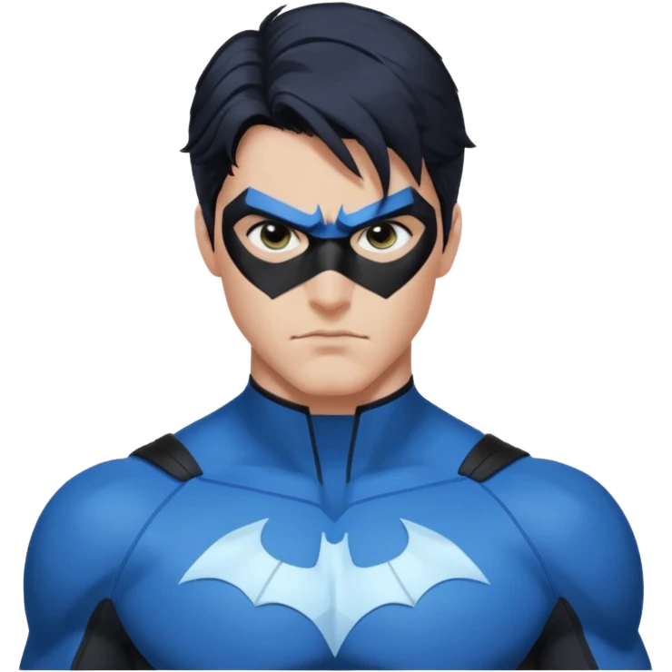 nightwing with white eyes, wearing nightwing uniform, analyzing evidence emoji