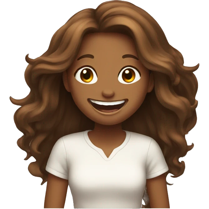brown colored long haired girl laughing  emoji
