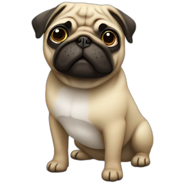 pug wearing a t-shirt emoji