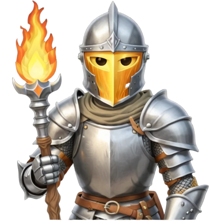 Dark souls holding a torch in hand wearing armor emoji