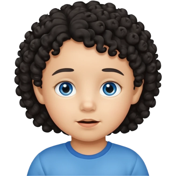 a tan toddler with black curly hair and blue eyes emoji