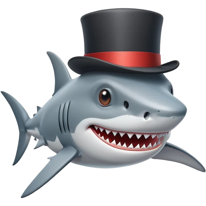 Shark with a top hat emoji