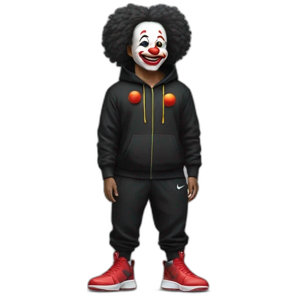 Clown in nike shoes and black hoodie emoji