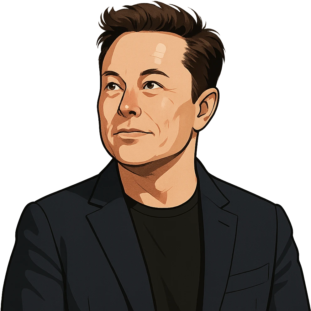character inspired by Elon Musk, emphasizing his distinctive features and visionary personality emoji