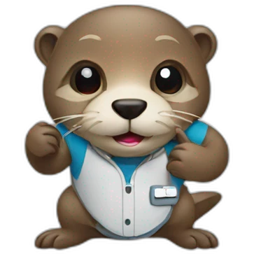 otter working as software engineer wearing T shirt emoji