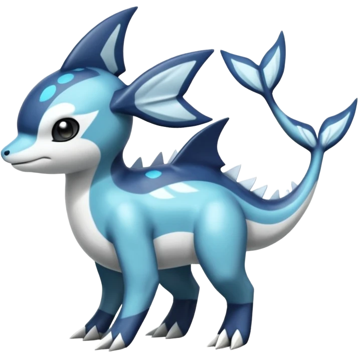 Black and white smooth glossy soft hot Meloetta-Dialga-Orca-Vaporeon-Pokémon-Fakémon-fusion-hybrid-creature (full body), 4-legged,  emoji