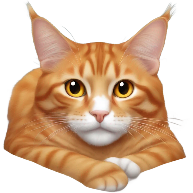 orange maine coone cat cuddled up on bed emoji