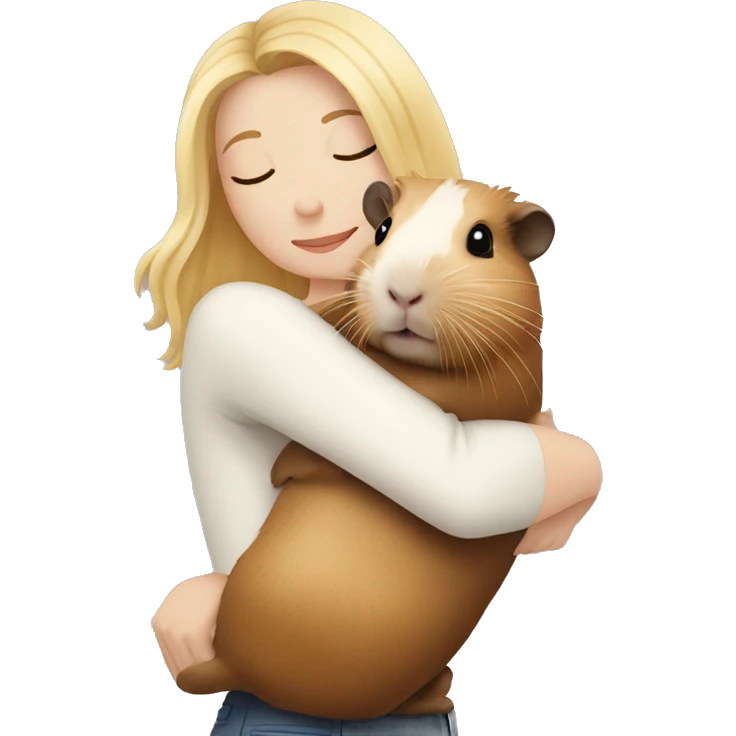 Blonde Woman hugging a guineapig emoji