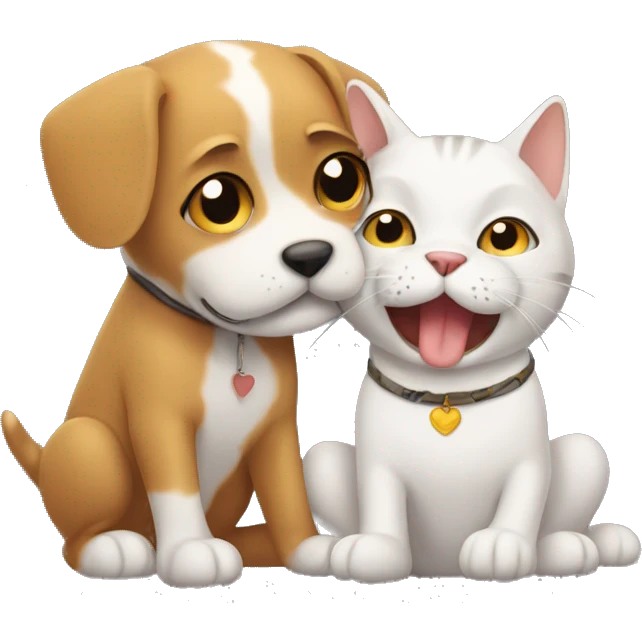 Cat loves dog emoji