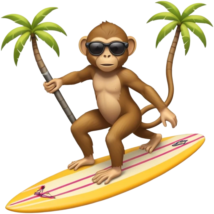 a monkey surfing in the middle of the dessert emoji