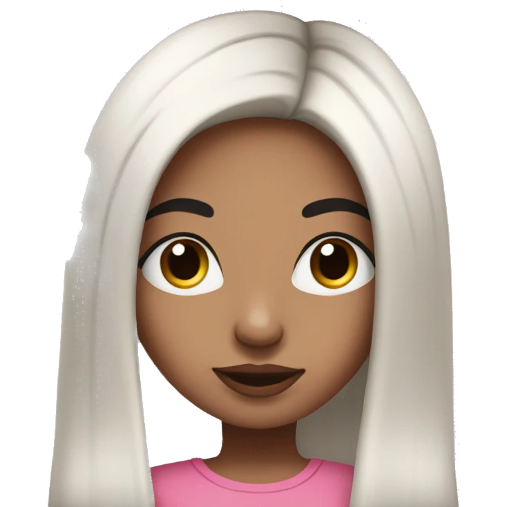 cute girly girl with long straight black hair wearing pink with two gold nose rings emoji