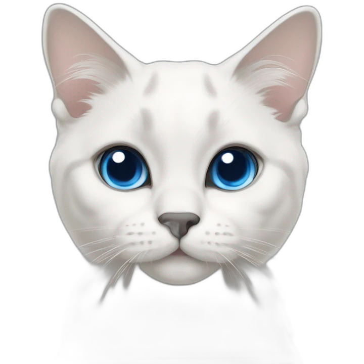 White scottish lop-eared cat with gray face nose and gray ears, blue eyes emoji