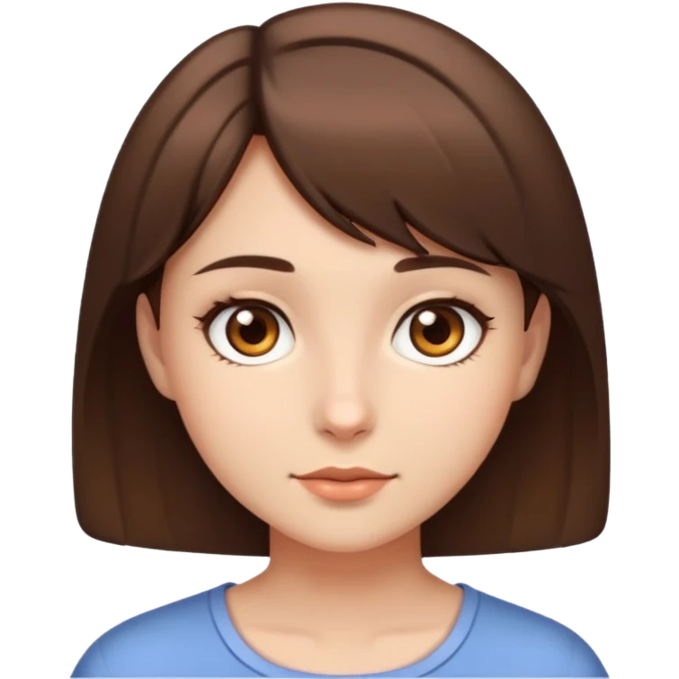 Girl with brown eyes, short brown hair emoji