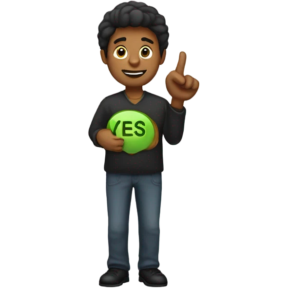 A person holding the word yes in the right hand and the word yes in the left hand emoji