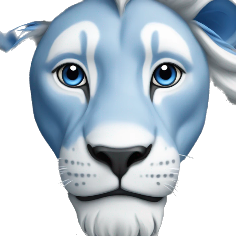 Blue and white lion emoji