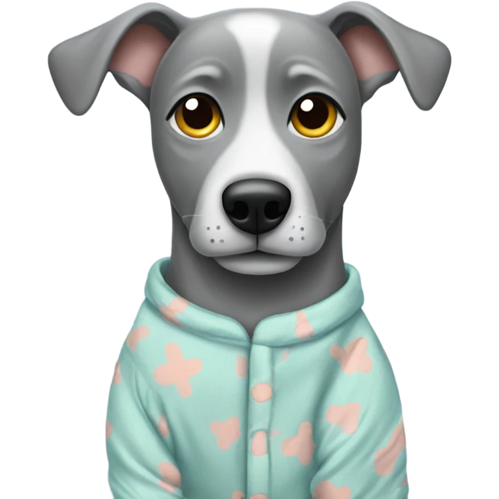 Grey dog with pajamas on emoji