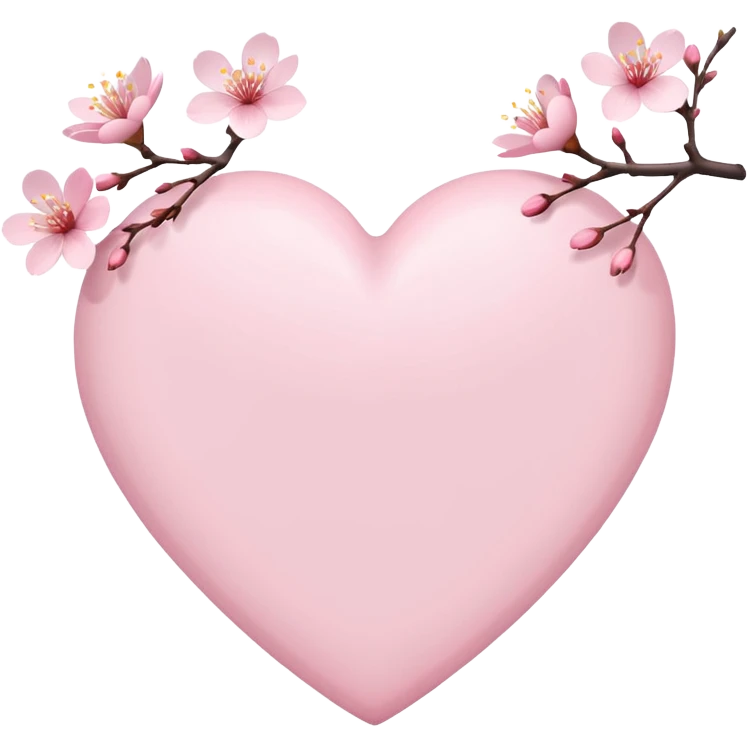white heart emoji with a sakura branch emoji