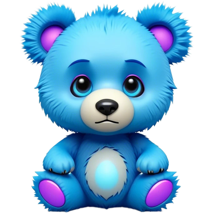 3D, adorable little Pixar style blue neon punk bear with a broken toy, ultra detailed, each lash, eye, and strand of fur is shown in stunning detail as though captured in a timeless photograph, rich textures, visually rich, so lifelike it feels like it could leap off the page at any moment emoji