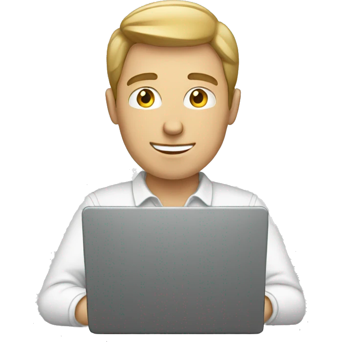 WHITE MALE WORKING ON HIS LAPTOP emoji