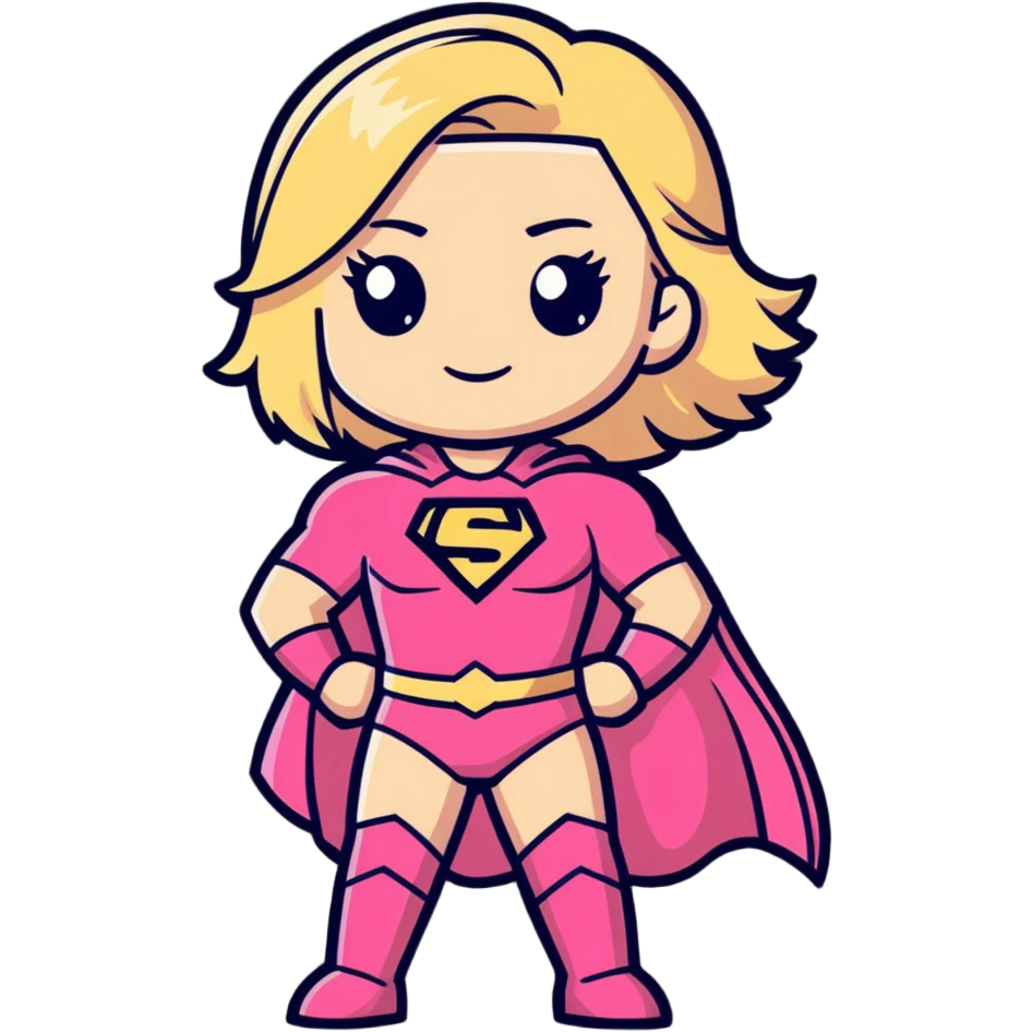 superhero girl with blonde hair and pink outfit emoji