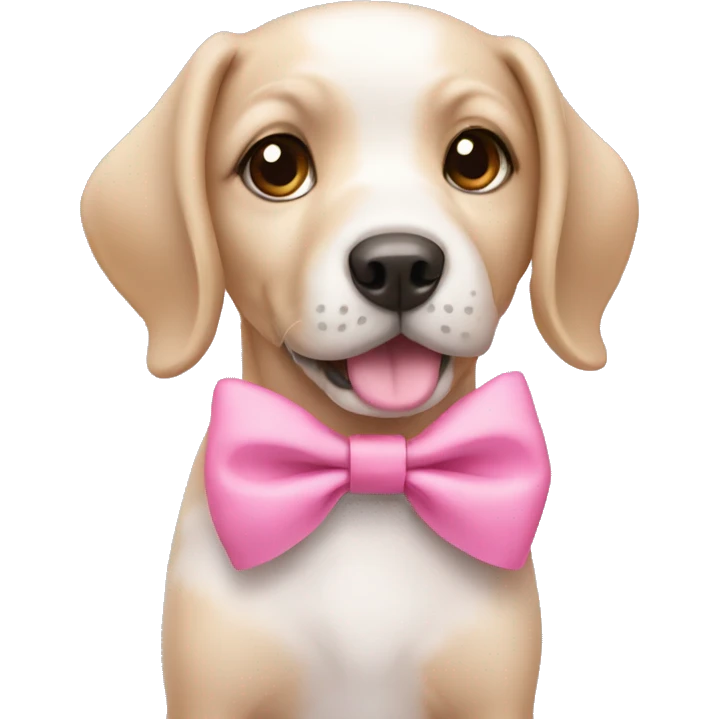 Cute dog wearing pink bow emoji
