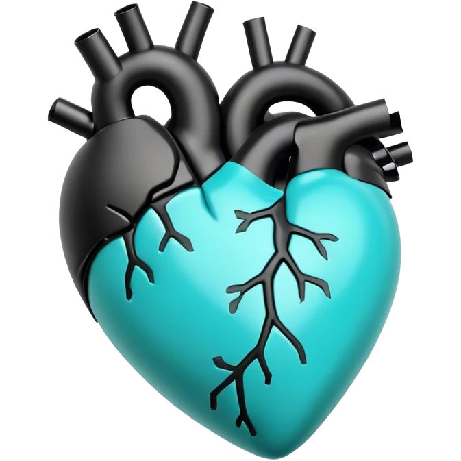 Turquoise heart and real black notes inside heart emoji