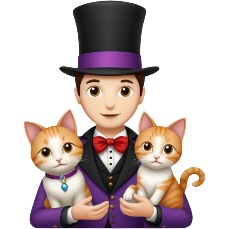 magician couple and their pet cat emoji