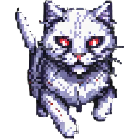 glowing red scary cat with red eyes running emoji