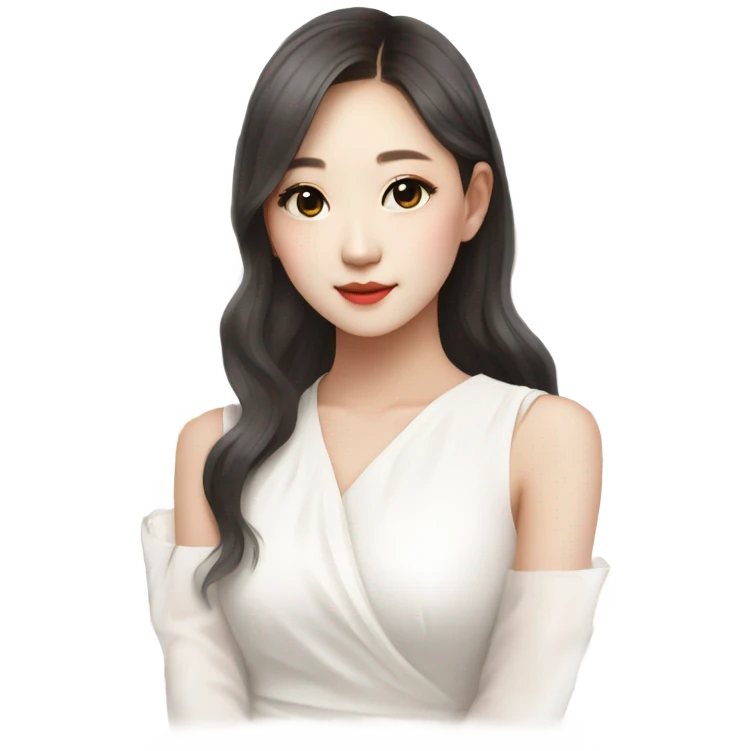 Jang Wonyoung asian kpop cute white girl wearing white dress emoji