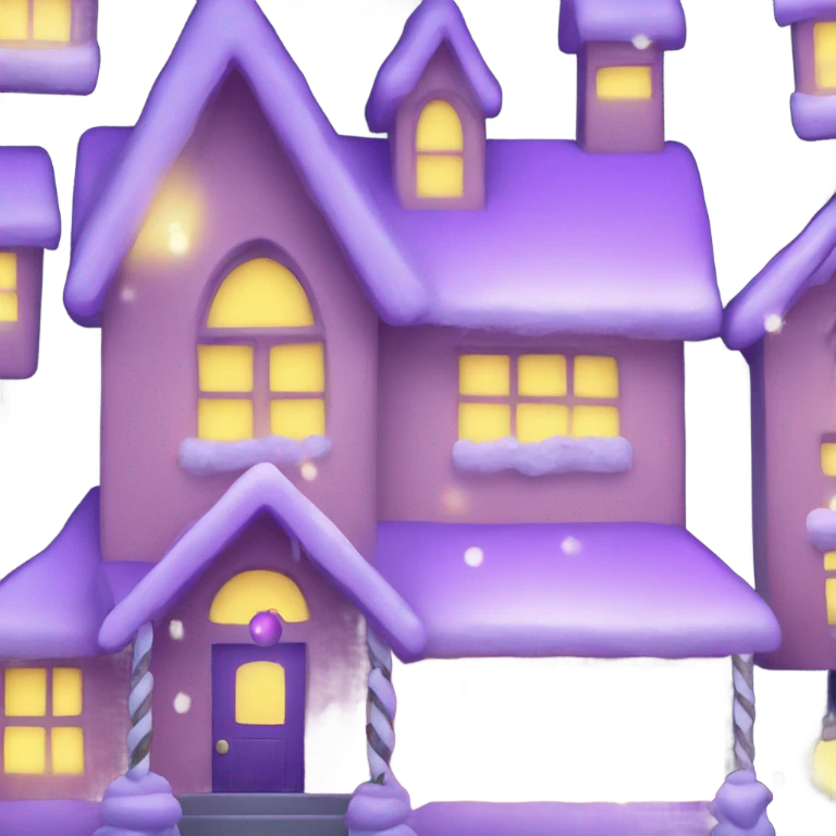 christmas house with lights on and garland light purple emoji