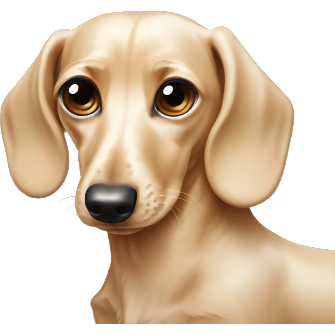 Cream colored dachshund that had one blue eye and the other eye brown  emoji