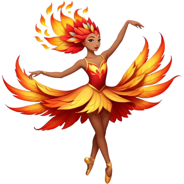 dancer doing firebird coming out a flower emoji
