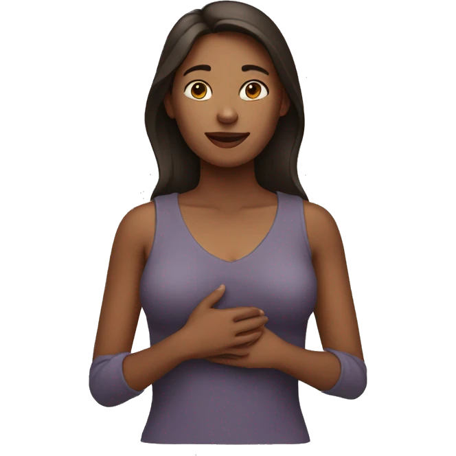 Woman with hand on the chest emoji