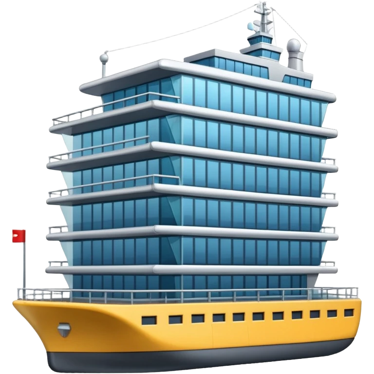 half office building and half ship emoji