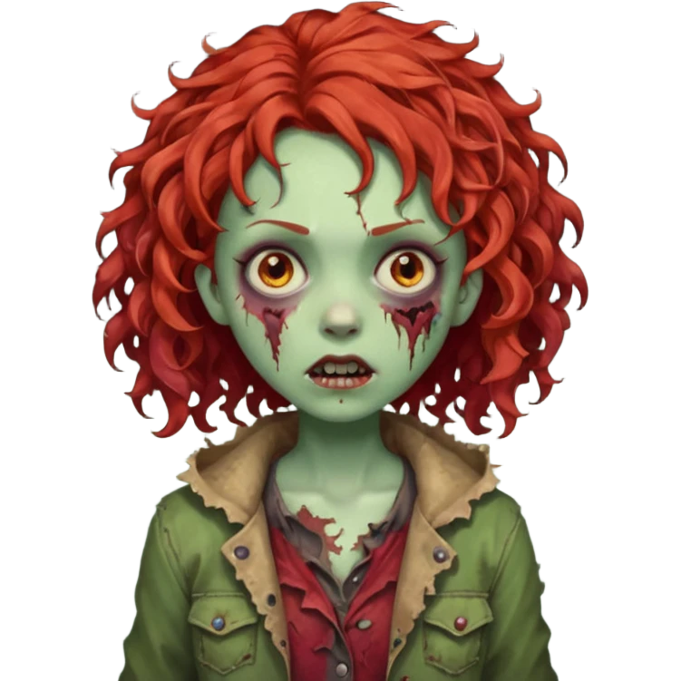 girl zombie with curly red hair  emoji
