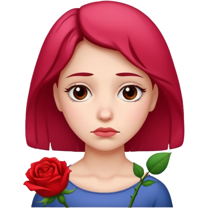 Carita triste con rosa  emoji