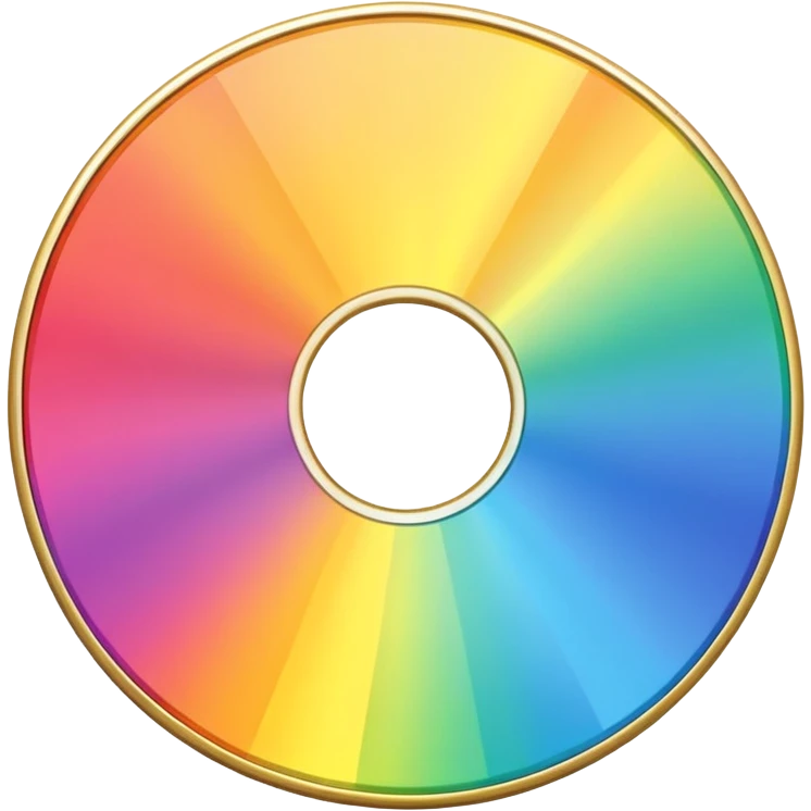 gold CD with a rainbow reflection emoji