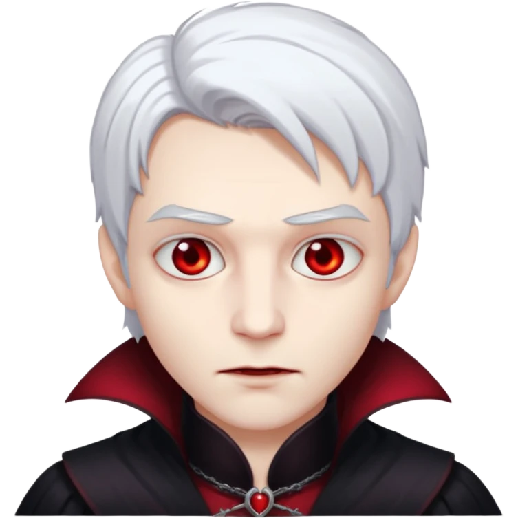  young vampire with red eyes and white hair emoji