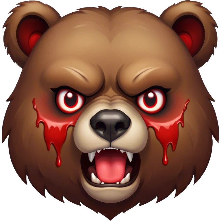 ANGRY looking bear with red eyes crying blood emoji