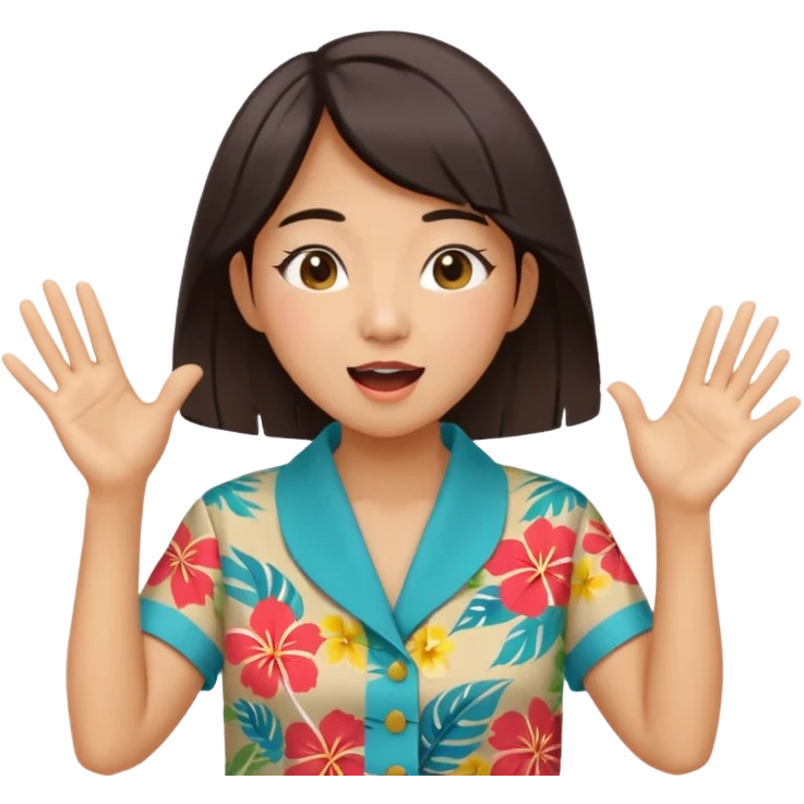 들뜬 표정의 20대 한국 여자, 여름 옷차림, 두 손으로 입을 감싸 “괌 가자~” 외치는 포즈. 민트색 배경, 밝고 유쾌한 광고 포스터 느낌,

옷이 더 하와이안 셔츠였음 좋겠어

입 손을 더 가까이 대줘 확성기 소리치는거처럼 emoji