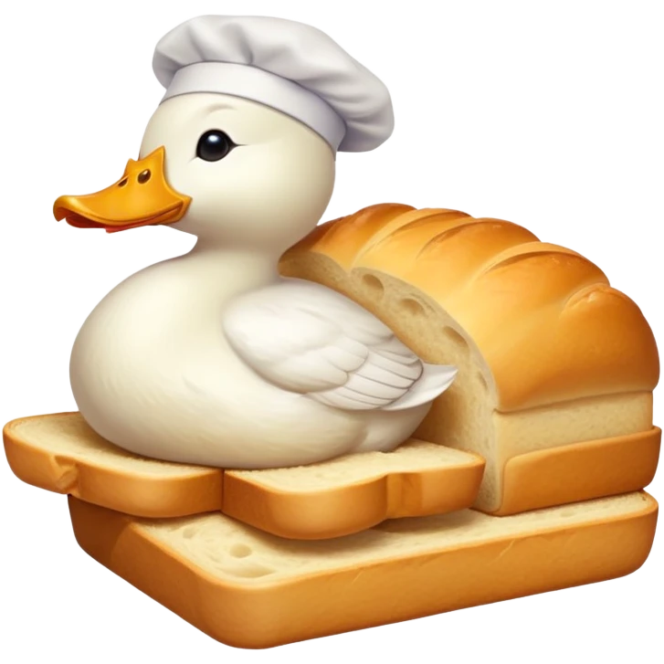duck serving a loaf of gluten bread, no chef hat emoji