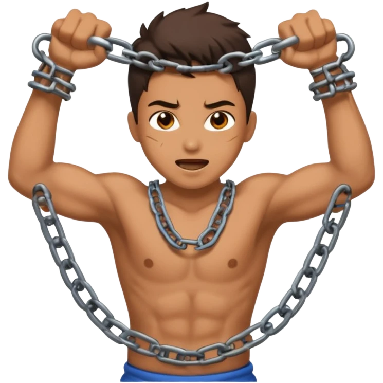 fearless emoji, person breaking chains, triumphant expression emoji