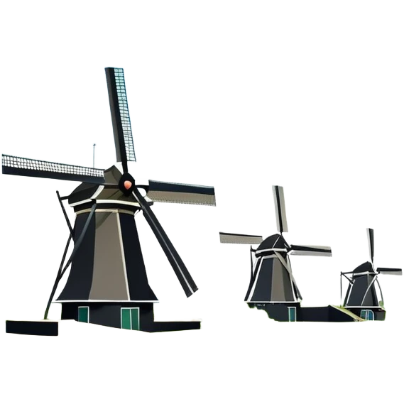 cinematic-realistic-kinderdijk-windmills-landmark-emoji,-showcasing-traditional-dutch-windmills-aligned-along-a-tranquil-canal,-with-lush-green-fields ina. picture frame emoji