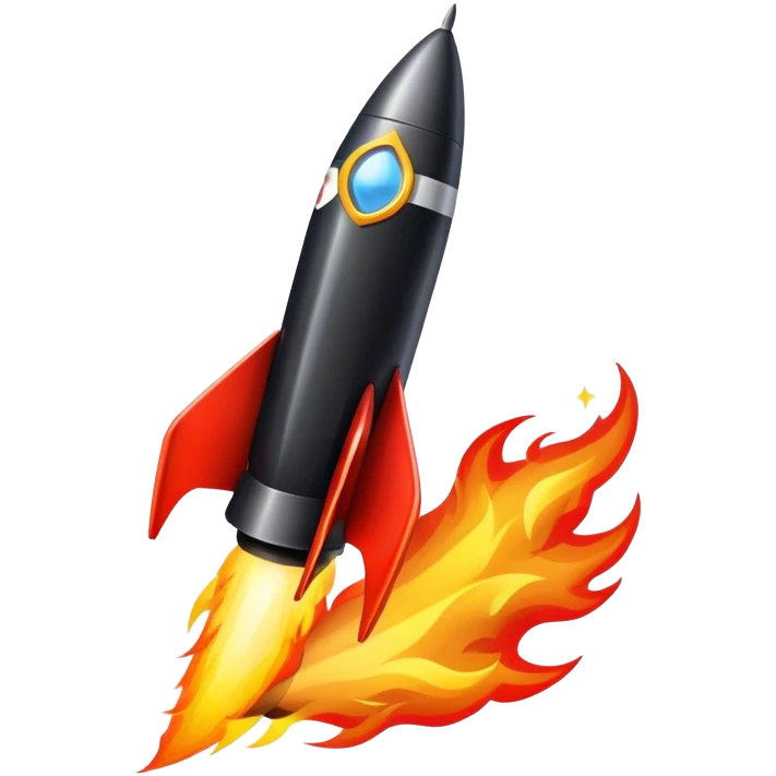 driving fine black rocket with fire color france emoji