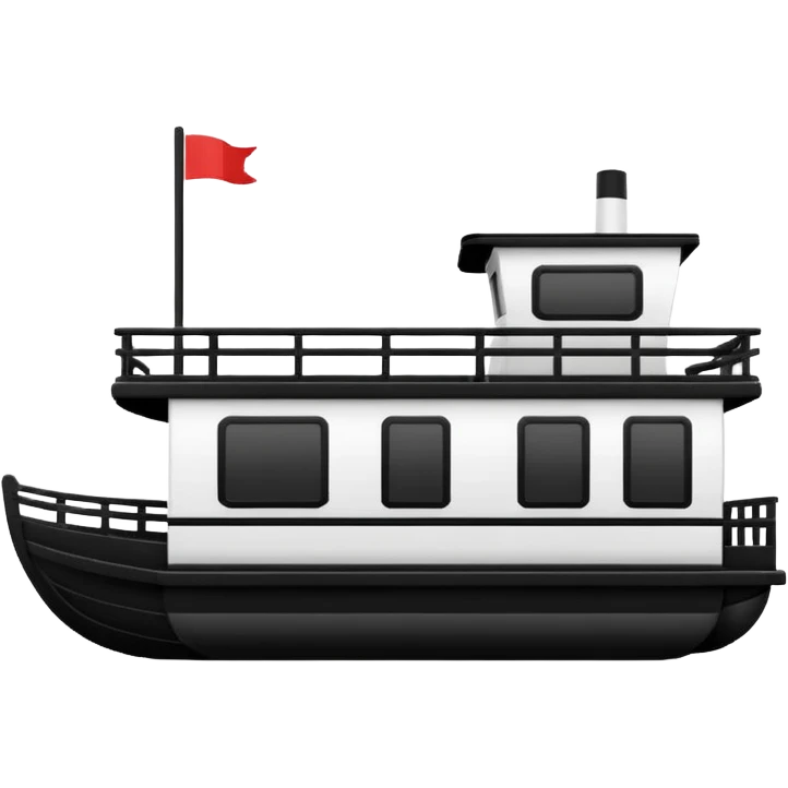 Simple black and white houseboat very basic emoji